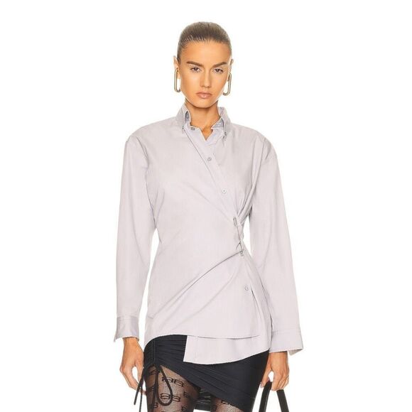 Balenciaga Fitted Wrap Shirt in Light Grey‎ - Picture 1 of 15